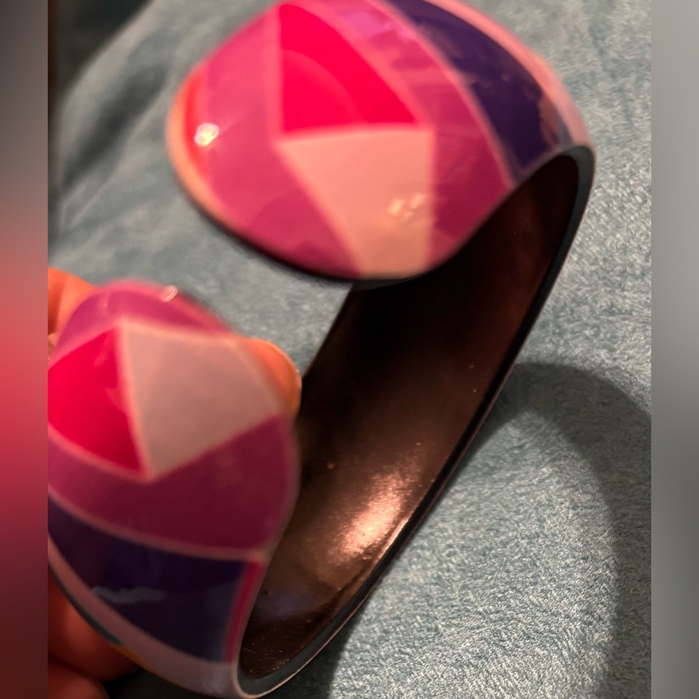 Colorful Geometric Cuff Bangle Set - Picture 14 of 14